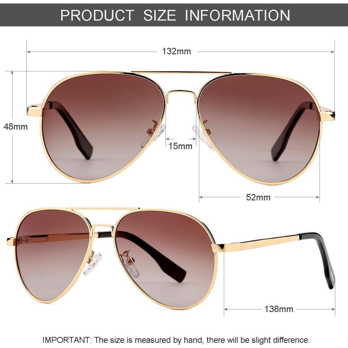 Gafas de Sol Aviador Gleyemor 52MM Polarizadas Unisex