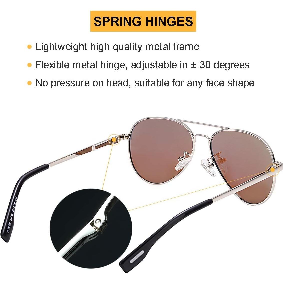 Gafas de Sol Aviador Gleyemor 52mm Polarizadas Unisex