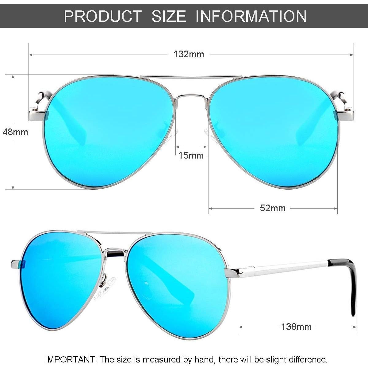 Gafas de Sol Aviador Gleyemor 52mm Polarizadas Unisex