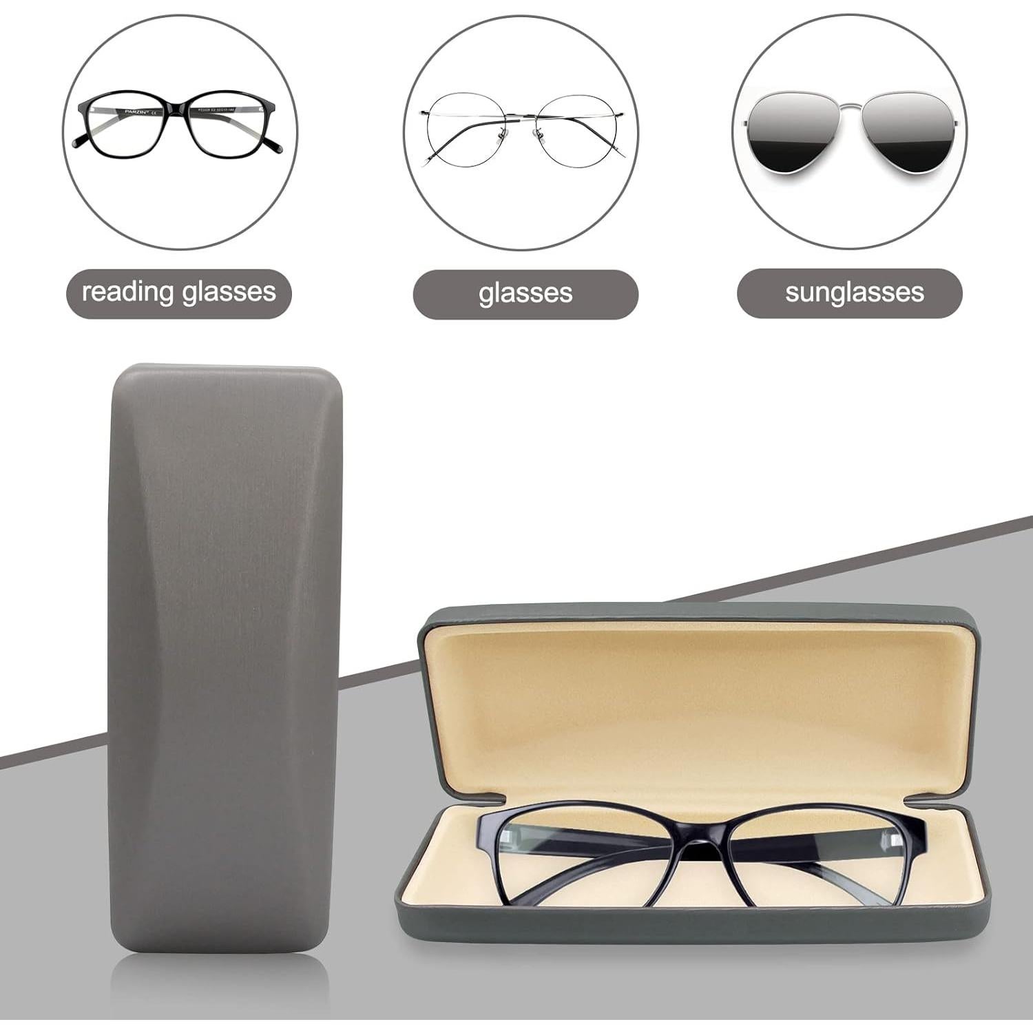 Estuche Duro para Gafas SMARTTOP Gris con Paño de Limpieza