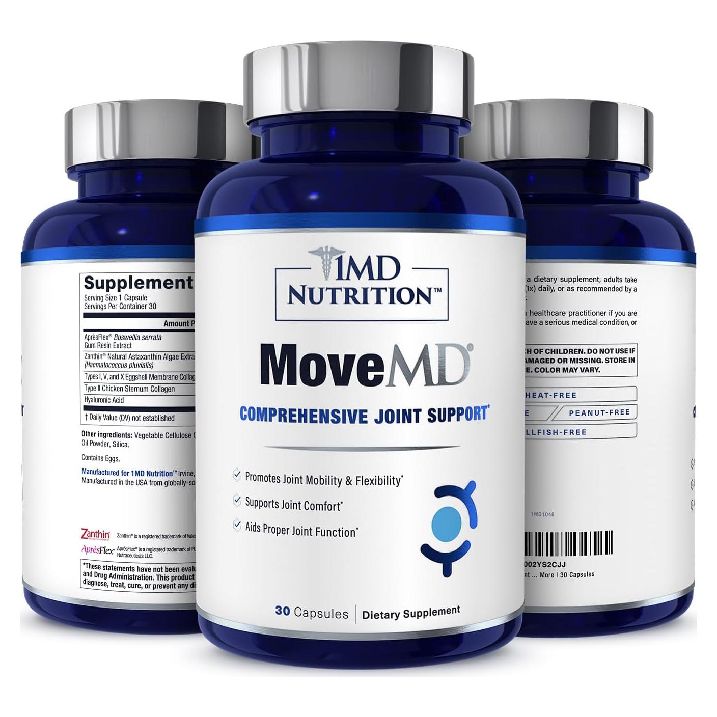Suplemento Articular MoveMD 1MD Nutrition - Colágeno y Ácido Hialurónico 30 Cápsulas