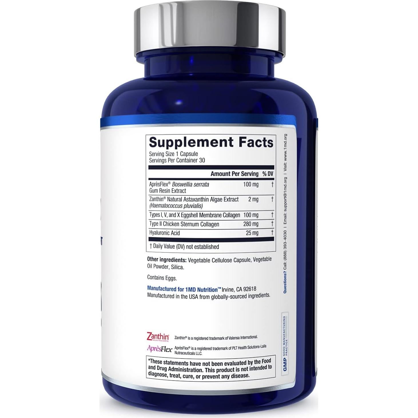 Suplemento Articular MoveMD 1MD Nutrition - Colágeno y Ácido Hialurónico 30 Cápsulas