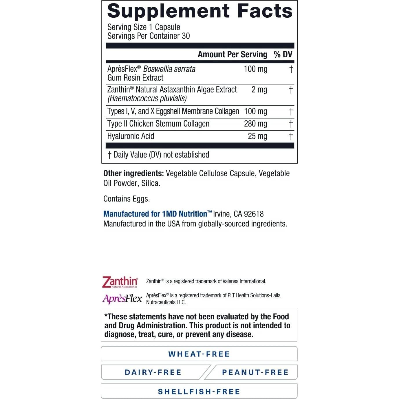 Suplemento Articular MoveMD 1MD Nutrition - Colágeno y Ácido Hialurónico 30 Cápsulas
