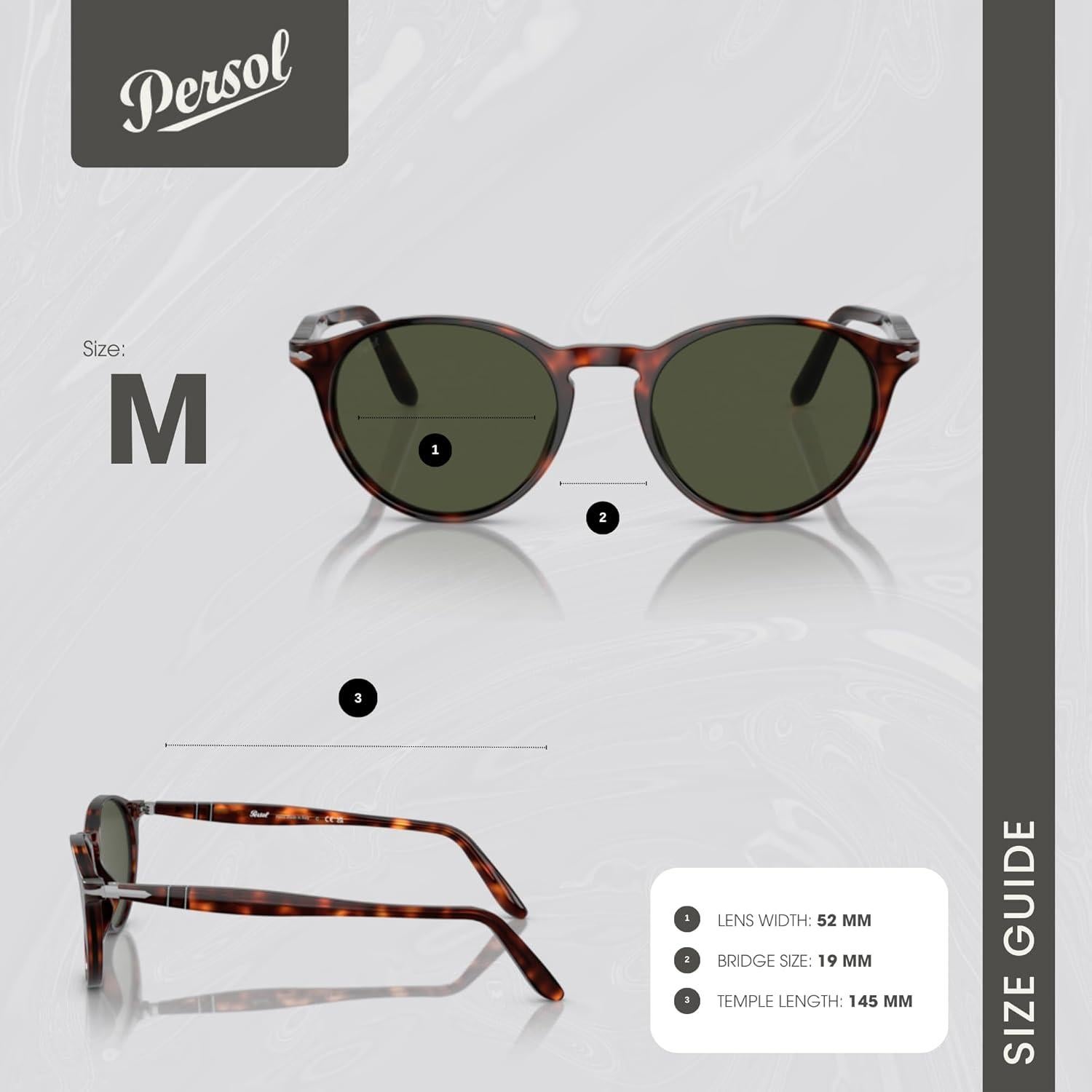 Gafas de sol redondas Persol PO3092SM para hombres + Kit iWear