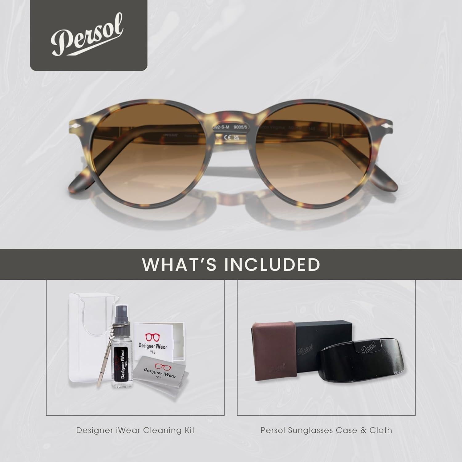 Gafas de sol redondas Persol PO3092SM para hombres + Kit iWear