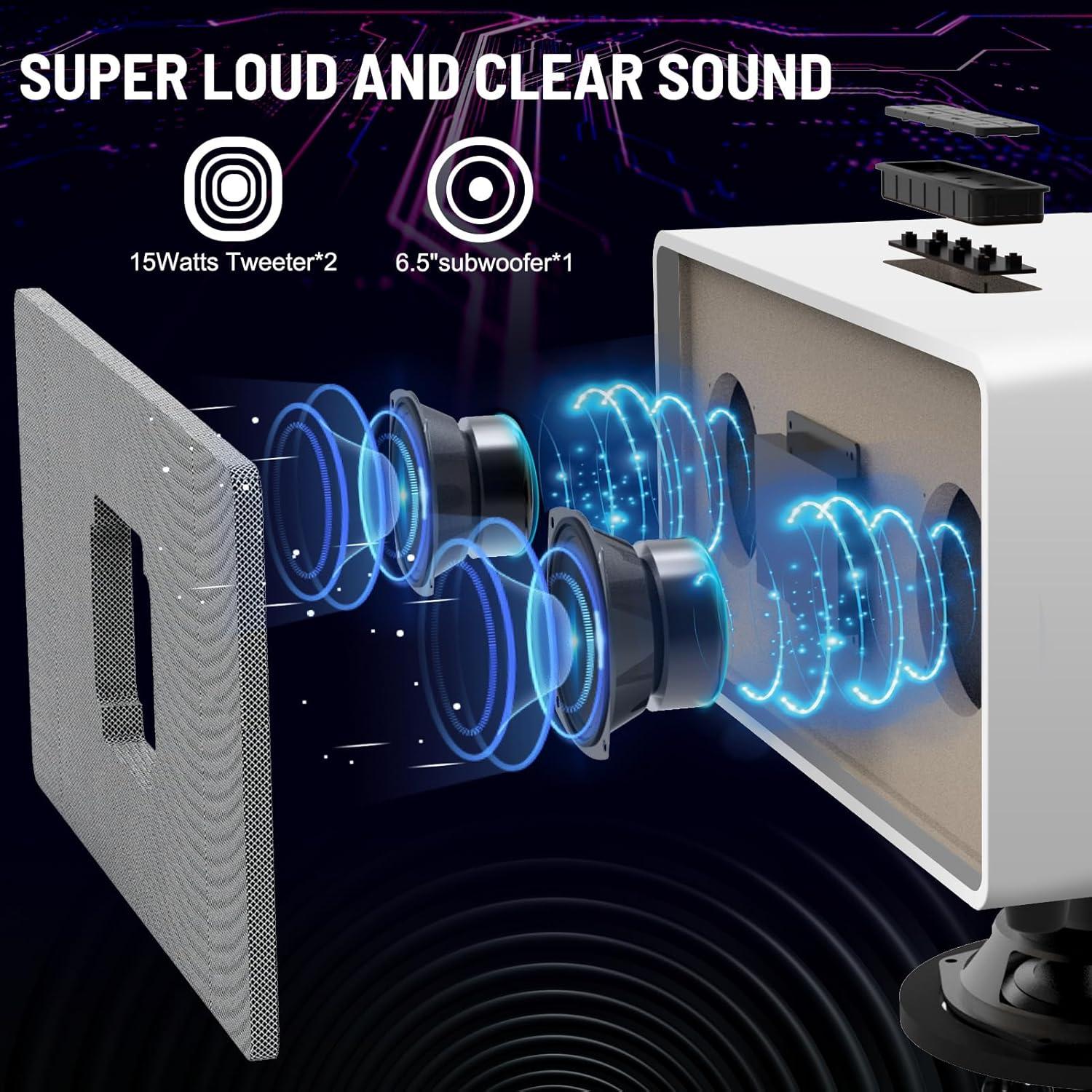 RHM K222 Karaoke Altavoz Bluetooth 2 Micrófonos UHF