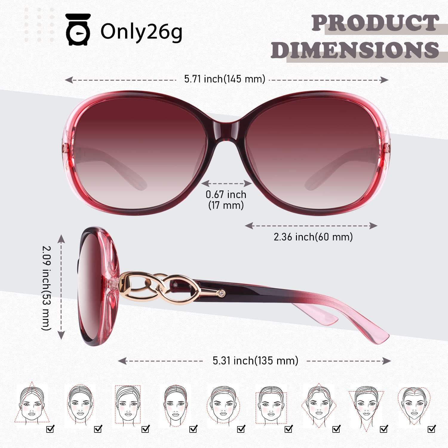 Gafas de sol Sunier para mujeres polarizadas UV400 grandes