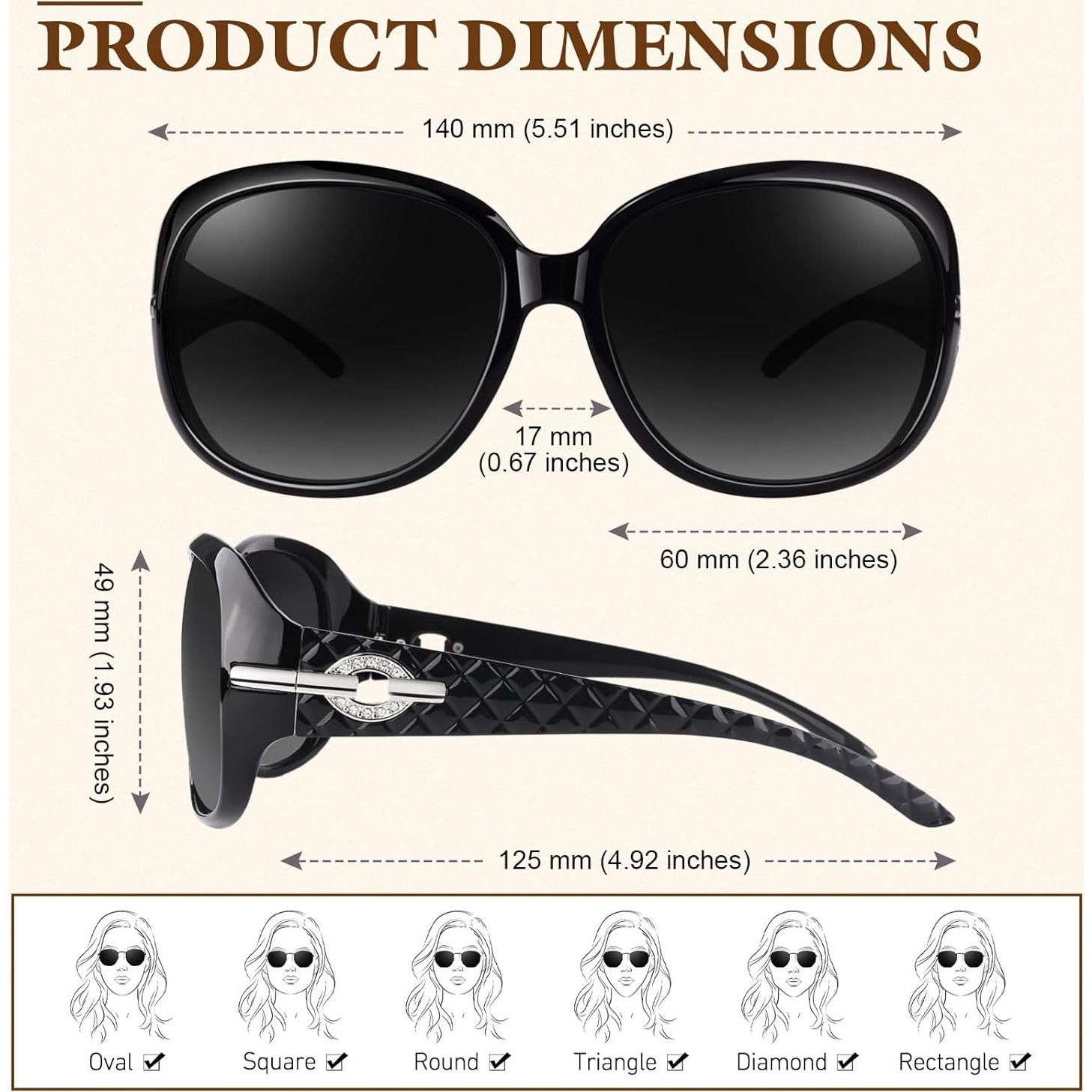 Gafas de sol SUNIER para mujeres polarizadas UV400 grandes