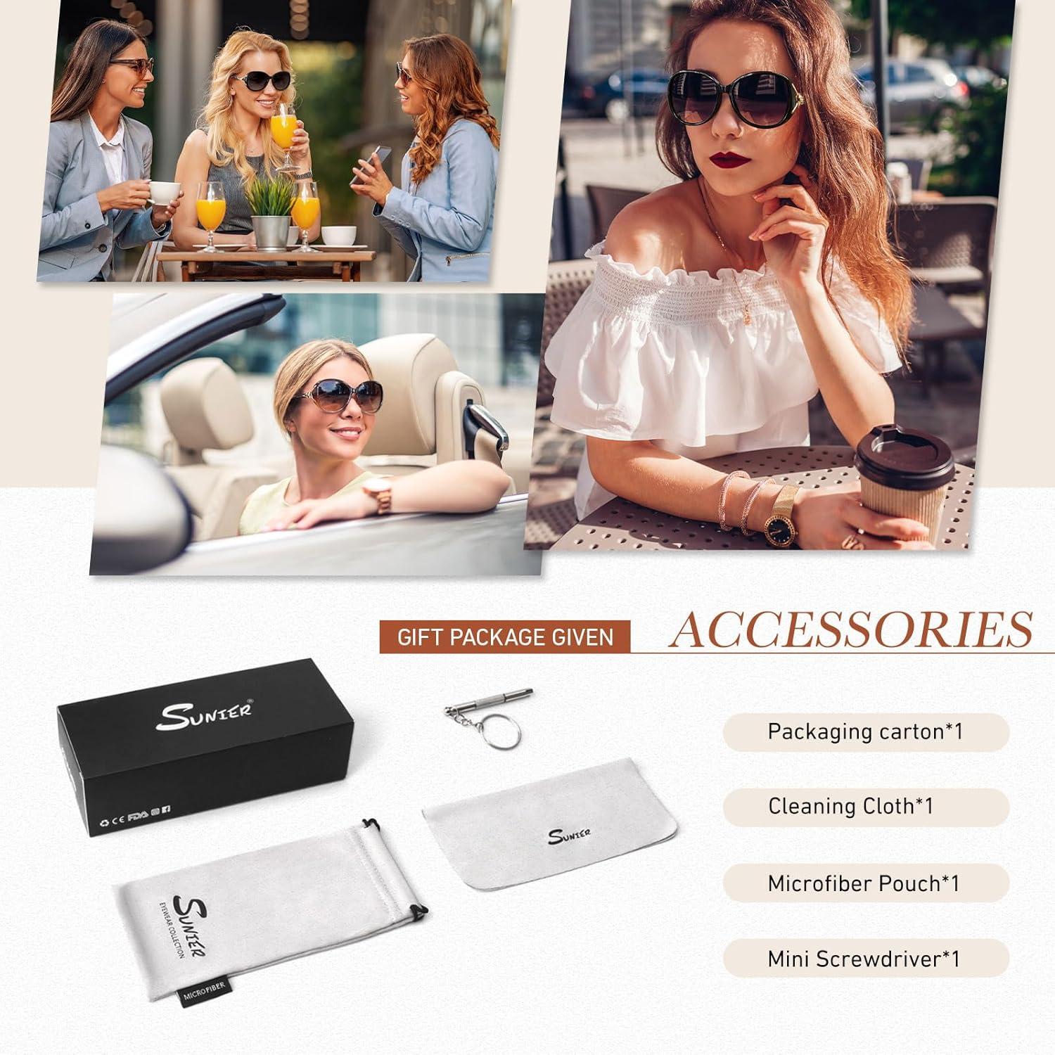 Gafas de sol SUNIER para mujeres polarizadas UV400 grandes