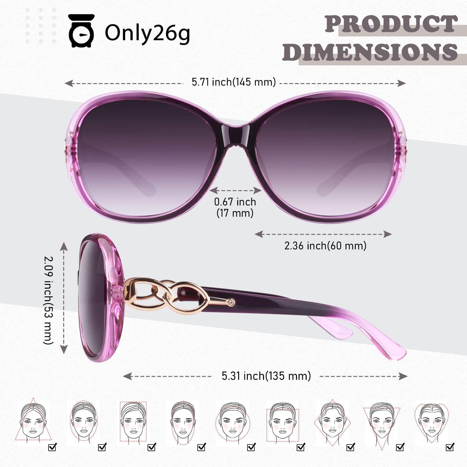 Gafas de sol Sunier para mujeres polarizadas UV400 grandes