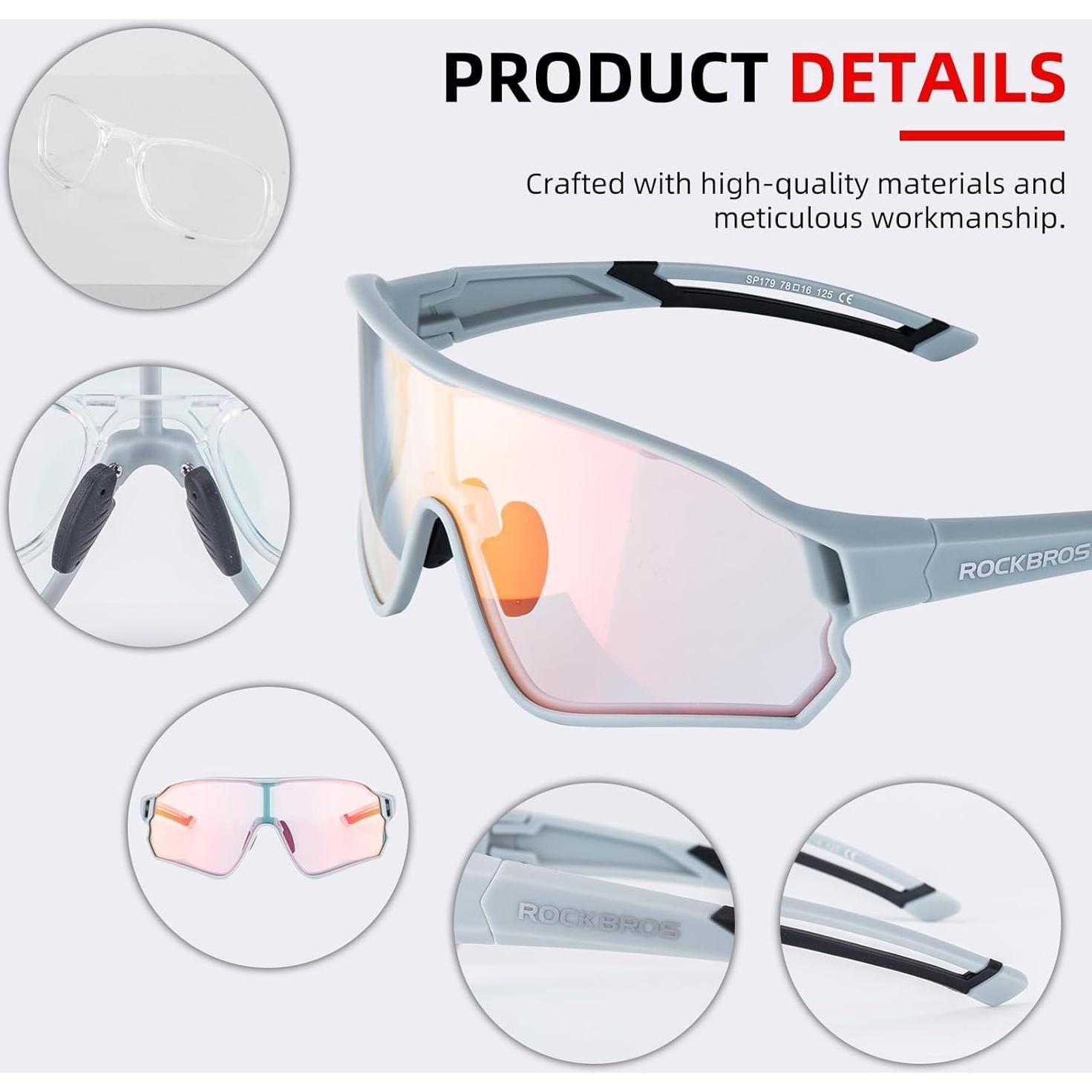 Gafas de sol fotocromáticas ROCKBROS para ciclismo gris