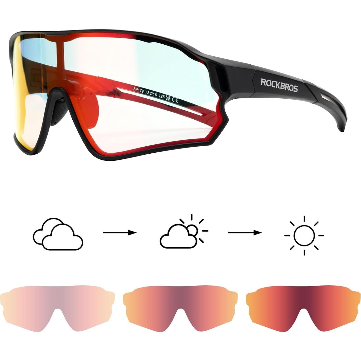 Gafas de sol fotocromáticas ROCKBROS para ciclismo UV400