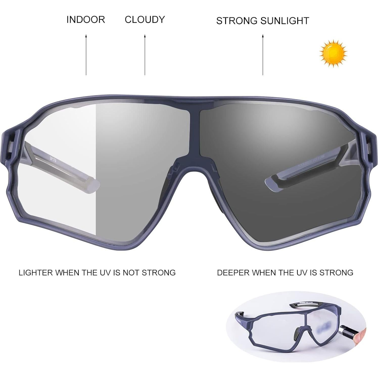 Gafas de sol fotocromáticas ROCKBROS para ciclismo UV400