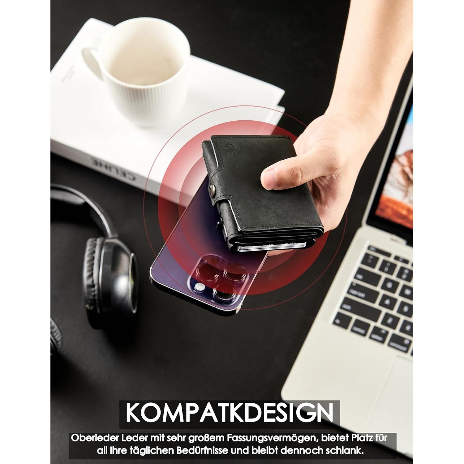 Billetera Gemonklee Negra 4.0 con Soporte para AirTag