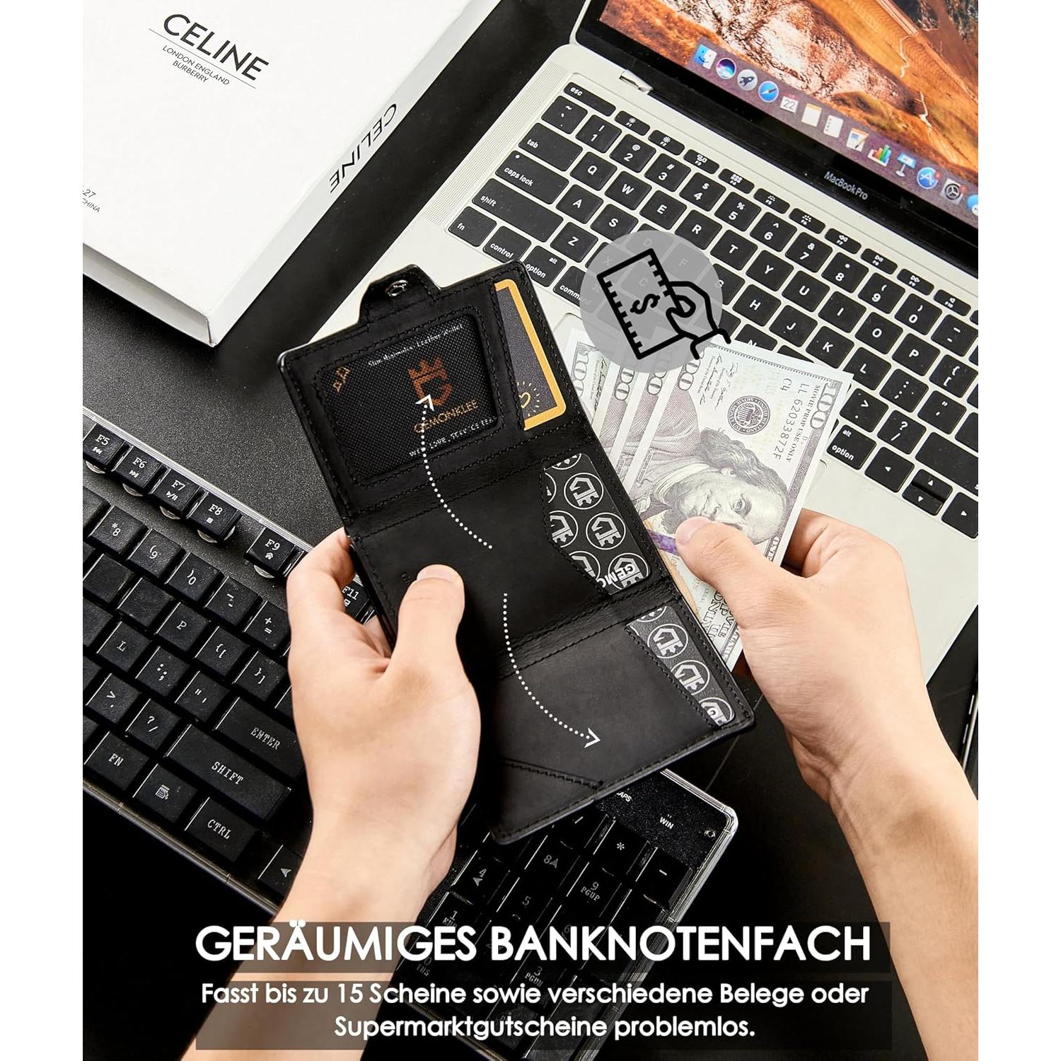 Billetera Gemonklee Negra 4.0 con Soporte para AirTag