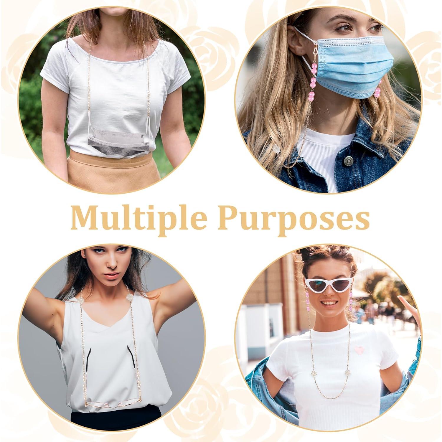 Cadena de Gafas de Perlas Soporte Ajustable para Mujeres