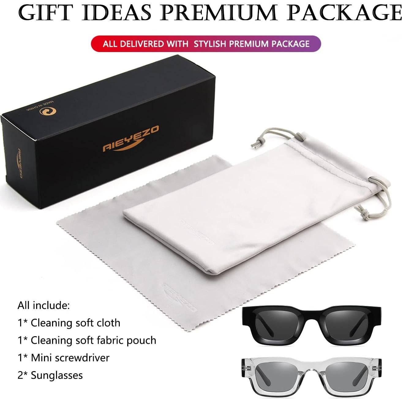 AIEYEZO Gafas de Sol Rectangulares Polarizadas Unisex