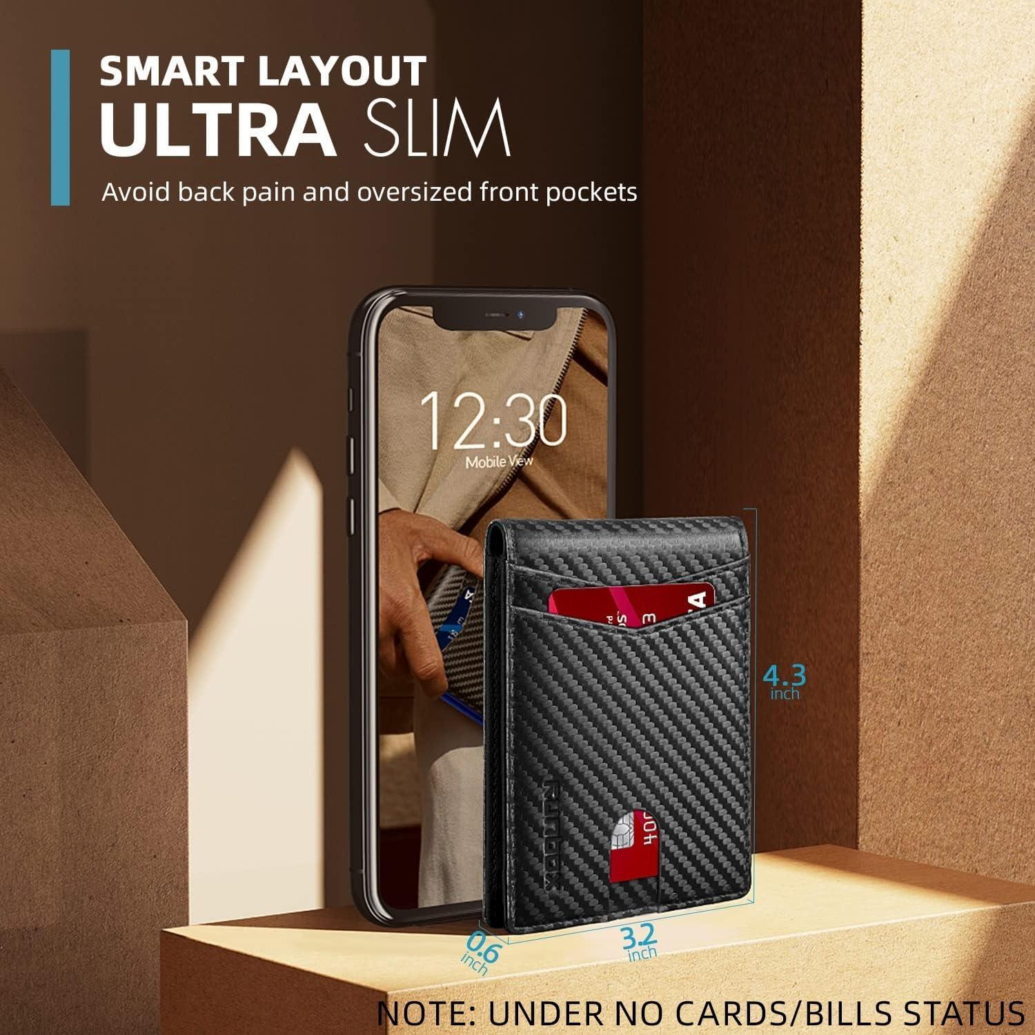 Cartera RUNBOX delgada de cuero RFID para hombres - 15 espacios