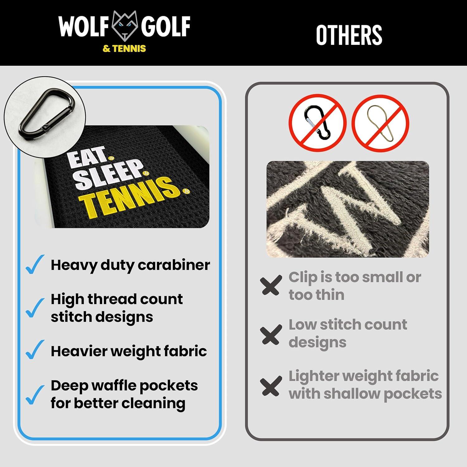 Toalla de Tenis Microfibra Wolf GT 40x60 cm Negra Bordada