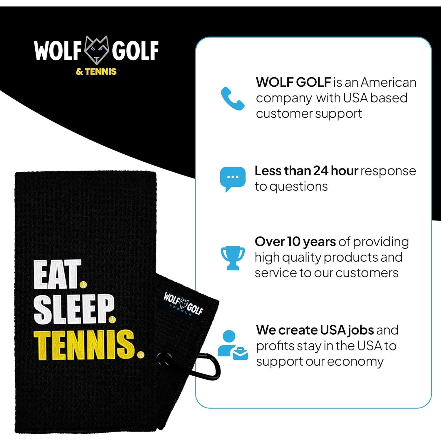 Toalla de Tenis Microfibra Wolf GT 40x60 cm Negra Bordada