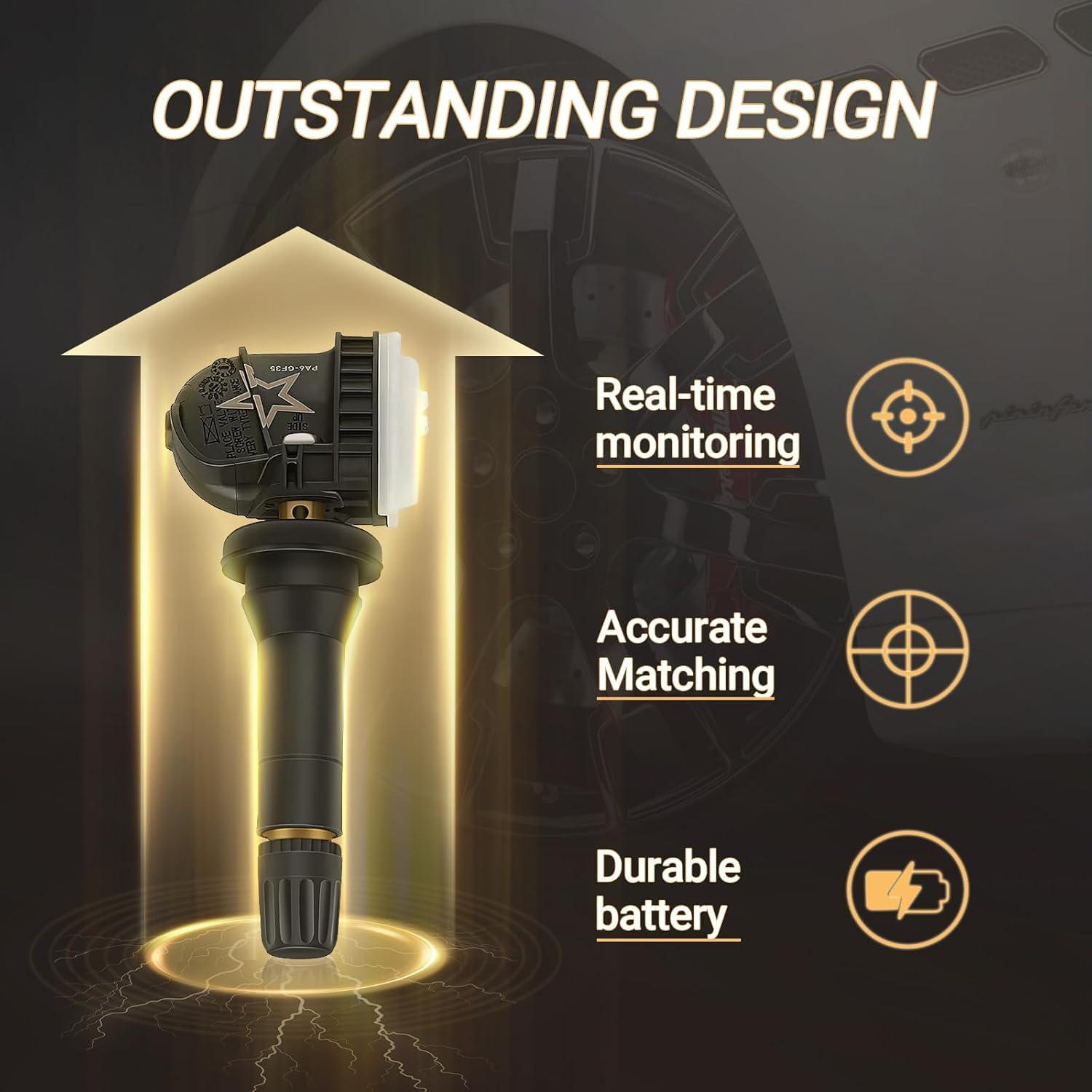 Paquete de 4 Sensores TPMS Yikesai para GM 315MHz