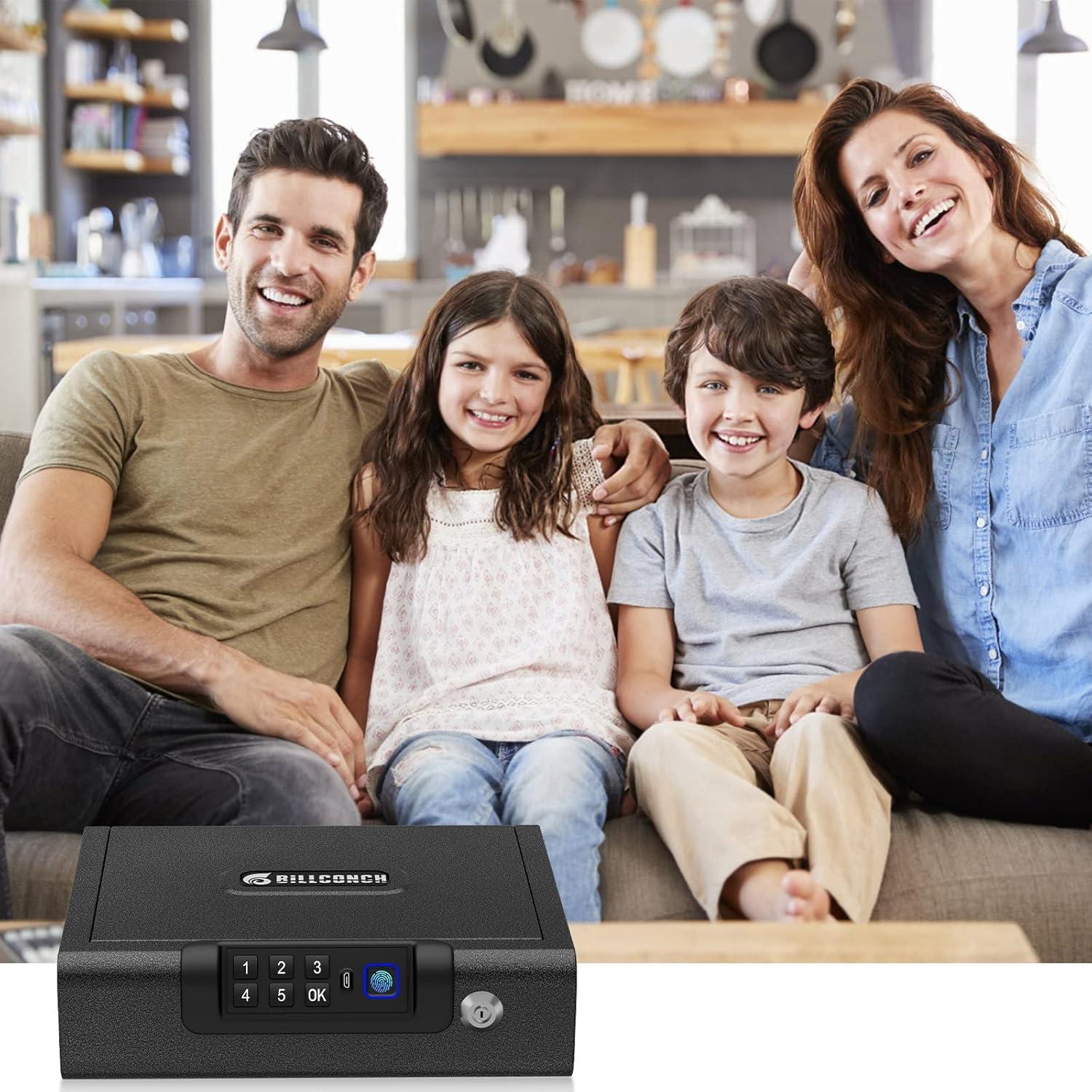 Caja Fuerte Biométrica BILLCONCH para 2 Pistolas Negra