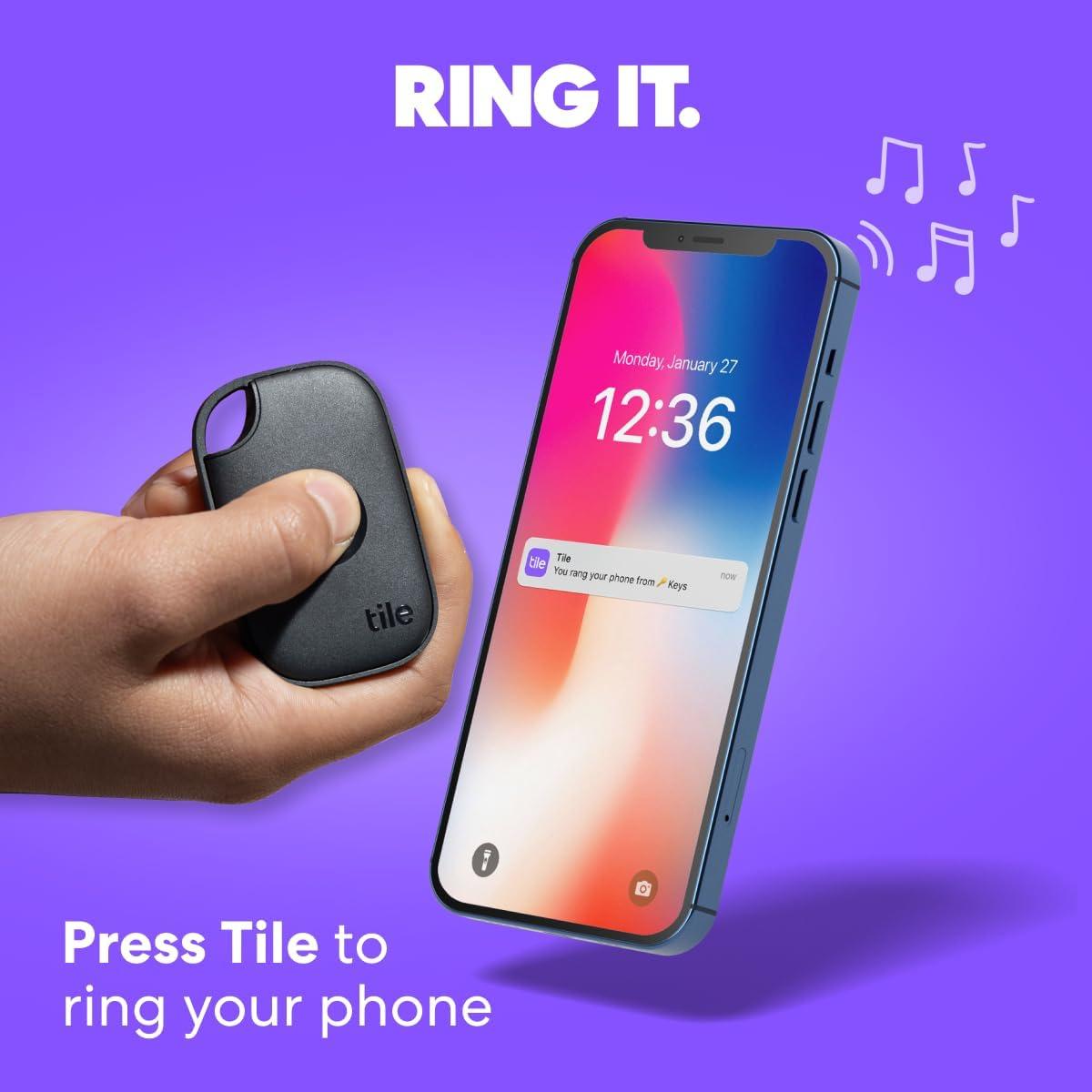 Rastreador Bluetooth Tile Pro - Localizador de Objetos Negro