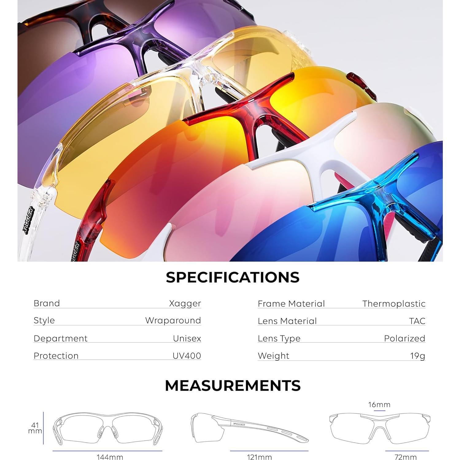 Gafas de sol polarizadas Xagger UV400 para deportes unisex