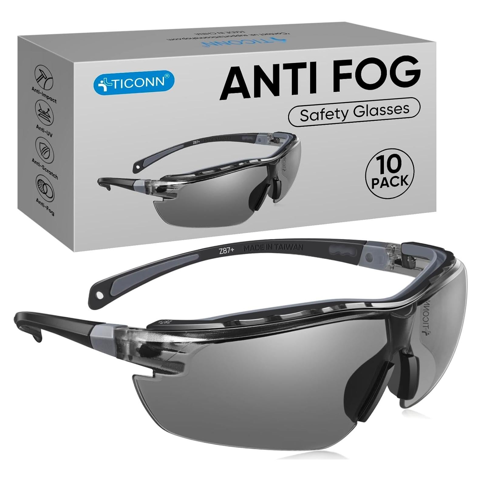 Gafas de seguridad TICONN antiempañantes UV y ajustables