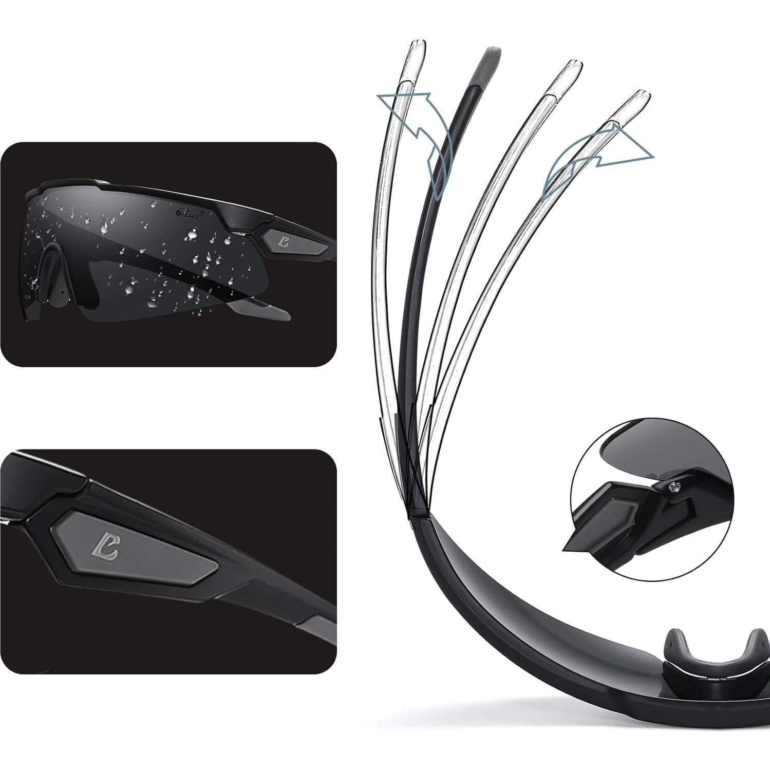 Gafas de sol Bevi Sports Shield UV400 TR90 unisex para ciclismo