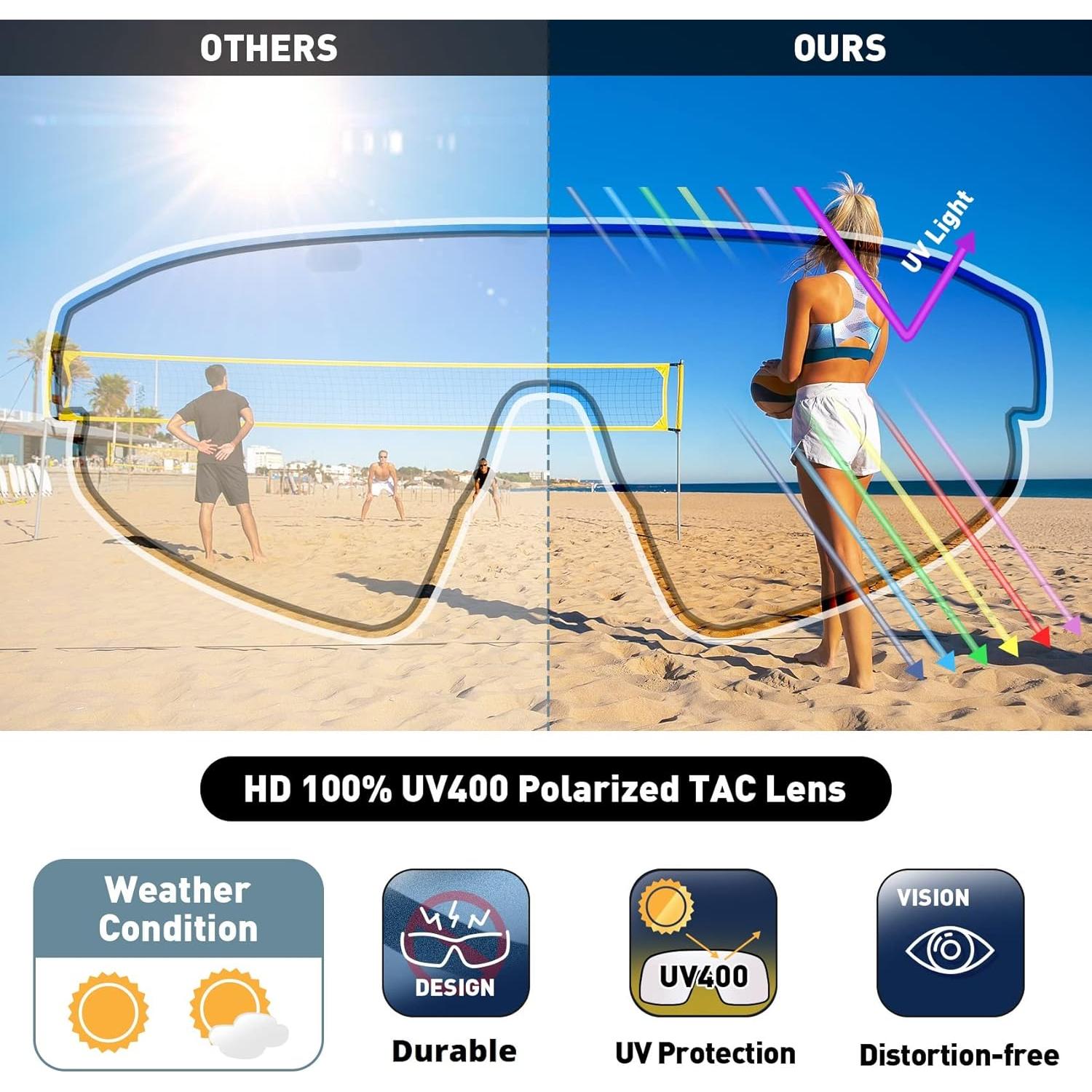 Gafas de sol Bevi Sports Shield UV400 TR90 unisex para ciclismo