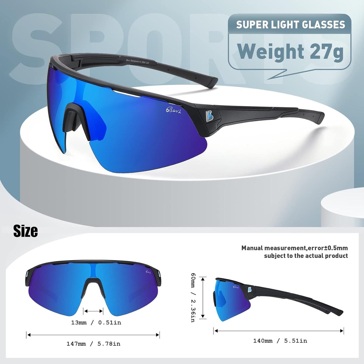 Gafas de sol Bevi Sports Shield UV400 unisex para ciclismo