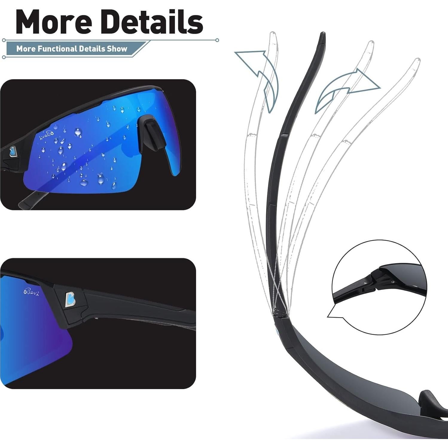 Gafas de sol Bevi Sports Shield UV400 unisex para ciclismo