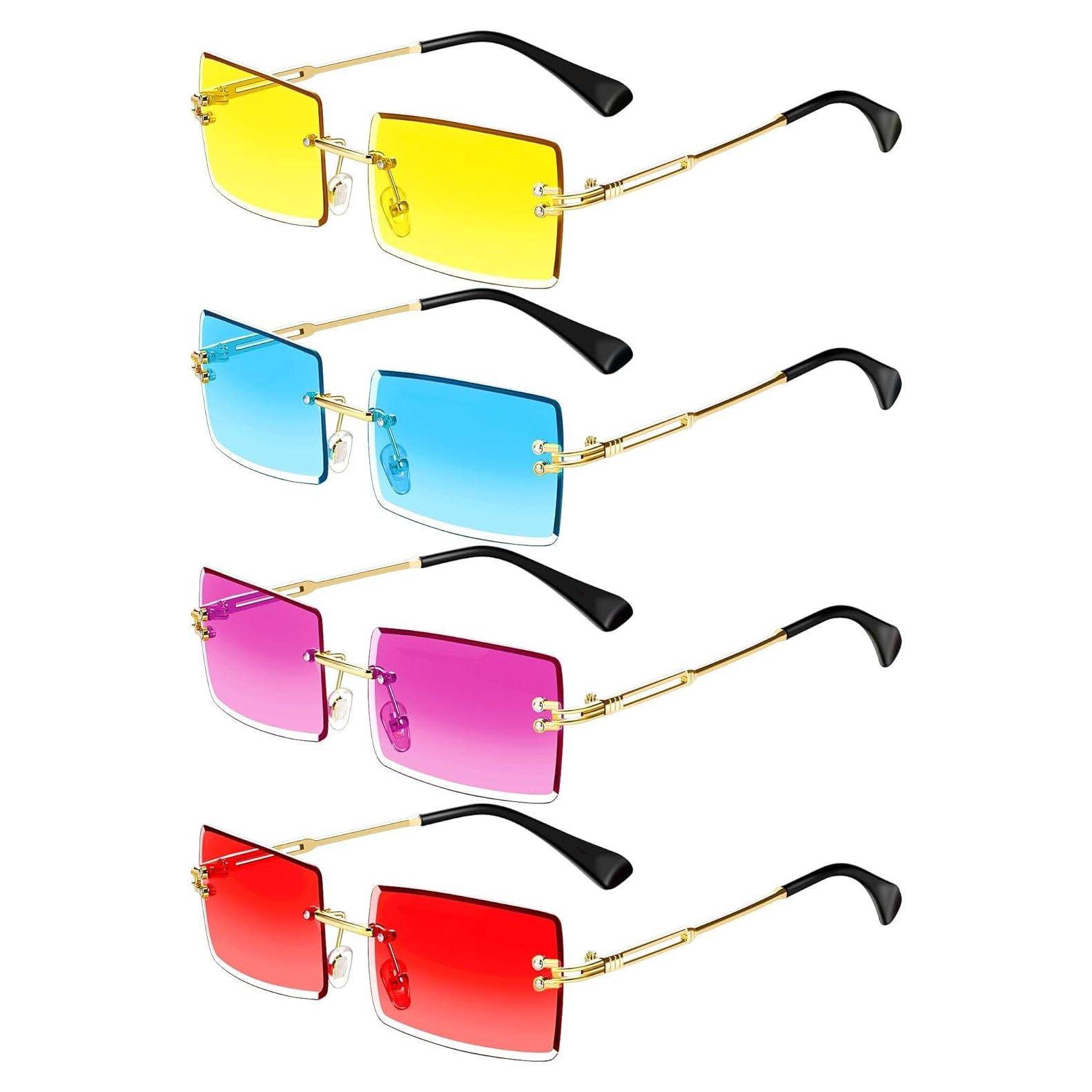 Gafas de Sol Rectangulares Sin Montura Frienda 4 Pares