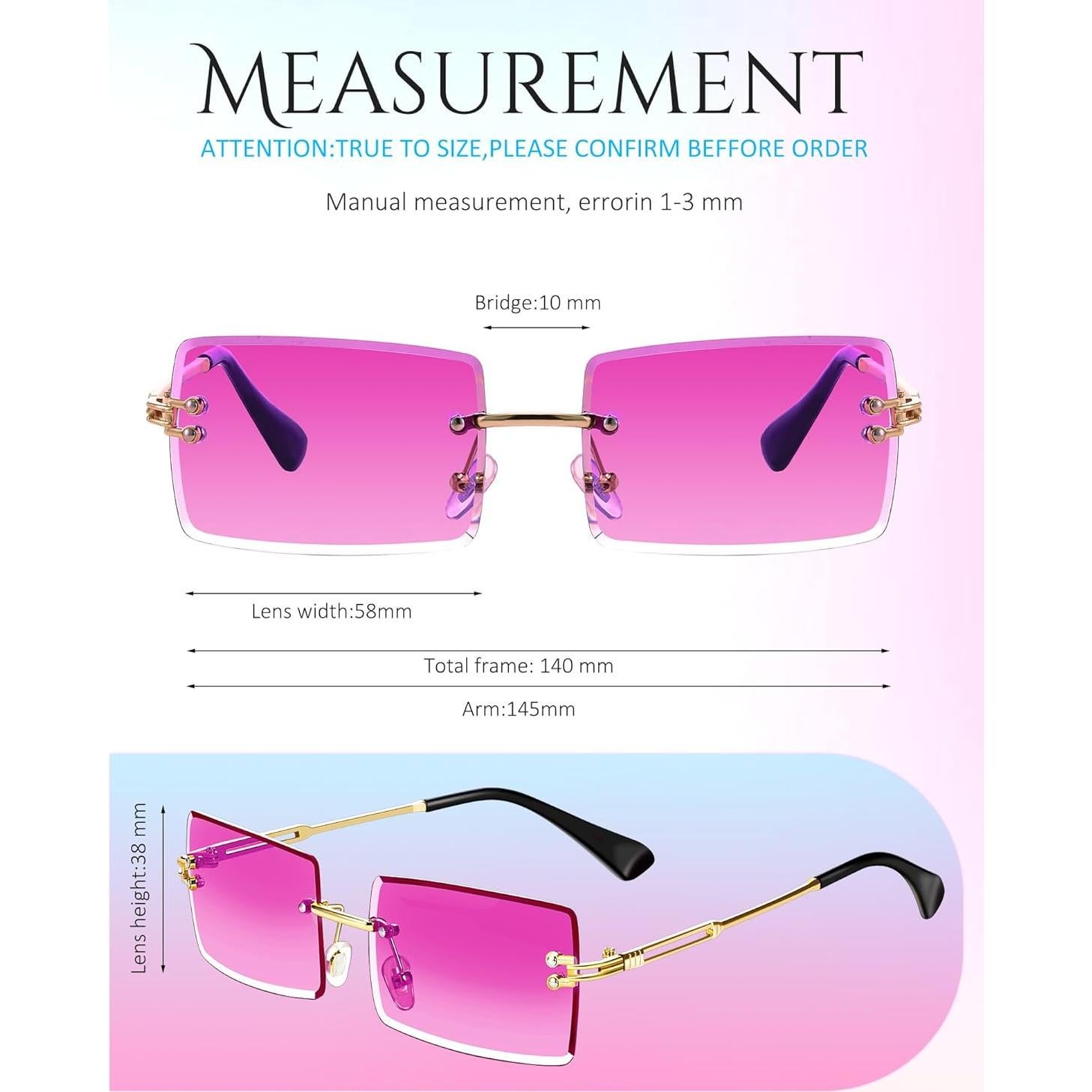 Gafas de Sol Rectangulares Sin Montura Frienda 4 Pares