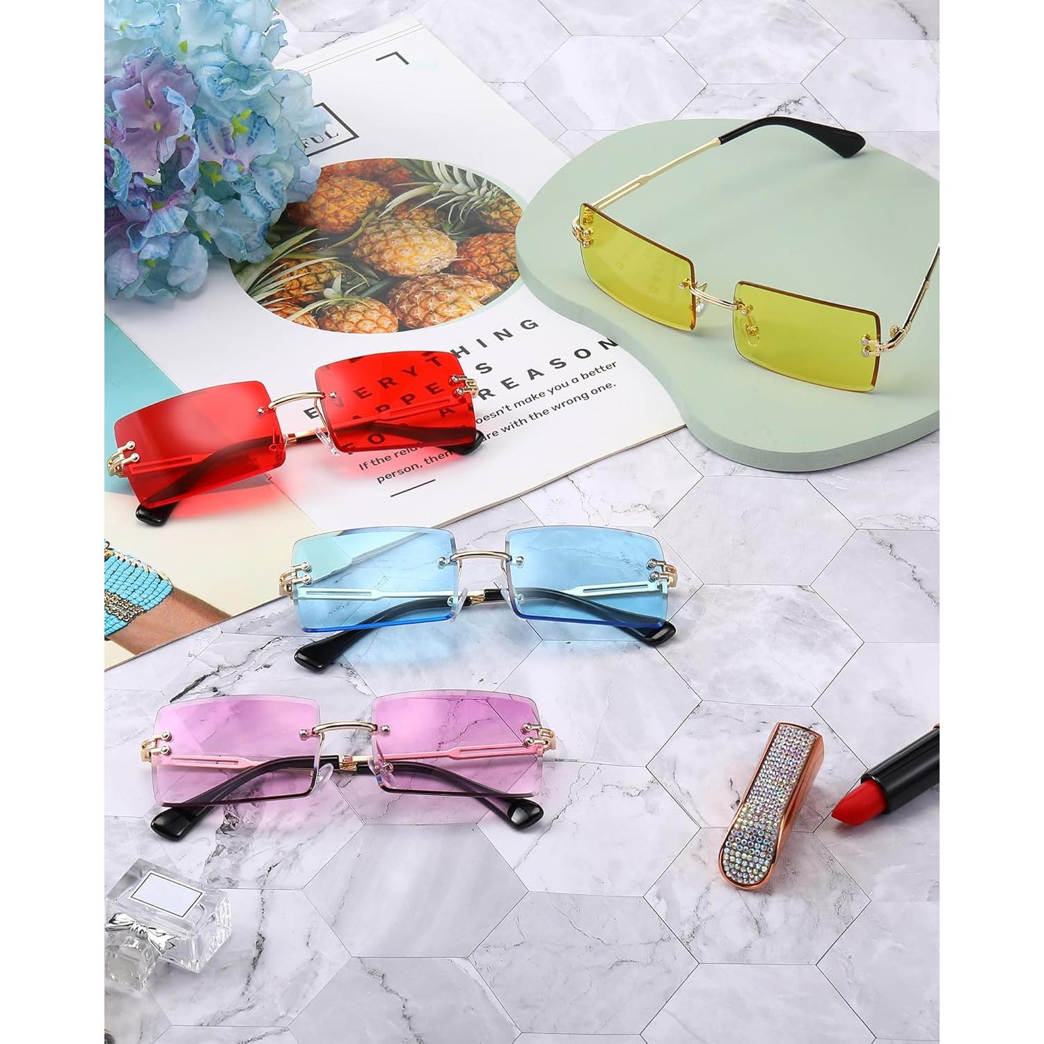 Gafas de Sol Rectangulares Sin Montura Frienda 4 Pares