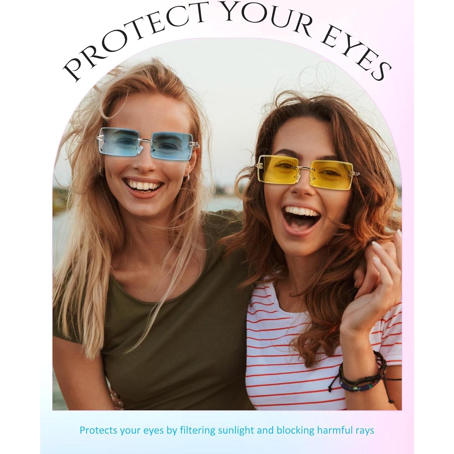 Gafas de Sol Rectangulares Sin Montura Frienda 4 Pares