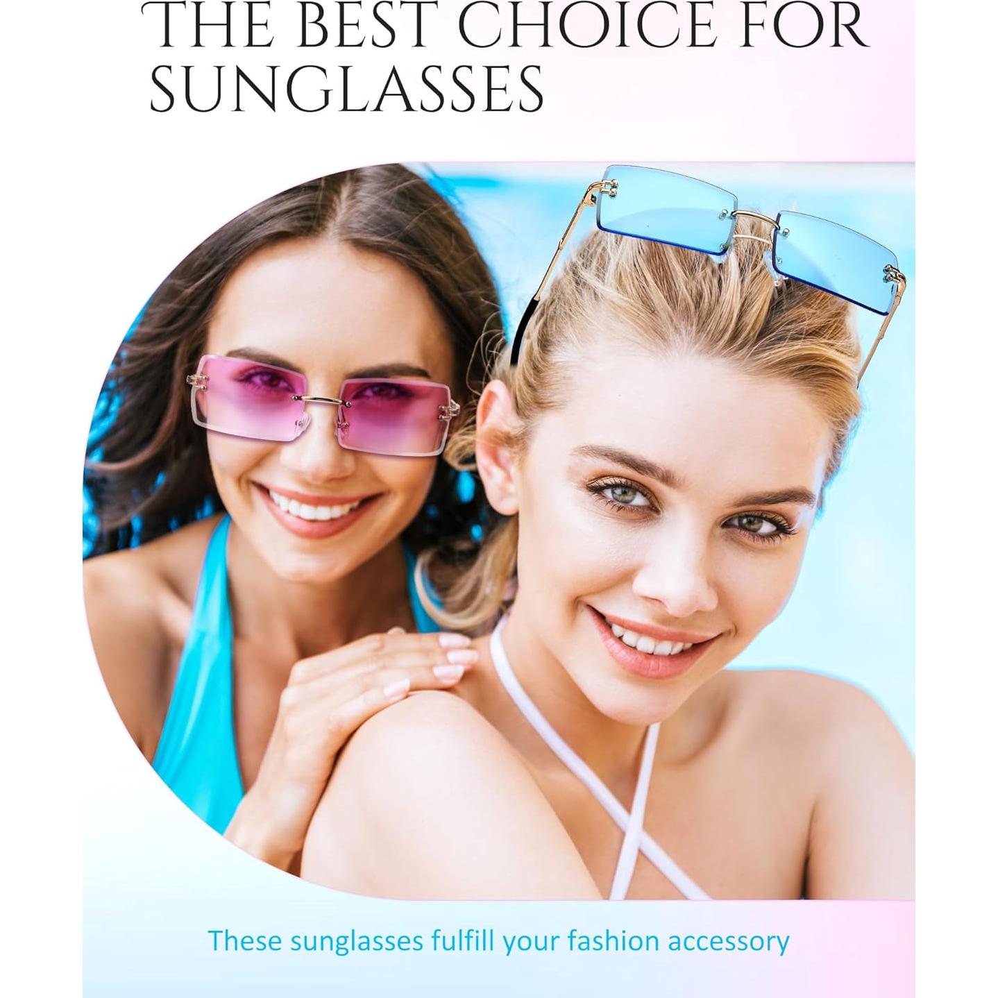 Gafas de Sol Rectangulares Sin Montura Frienda 4 Pares