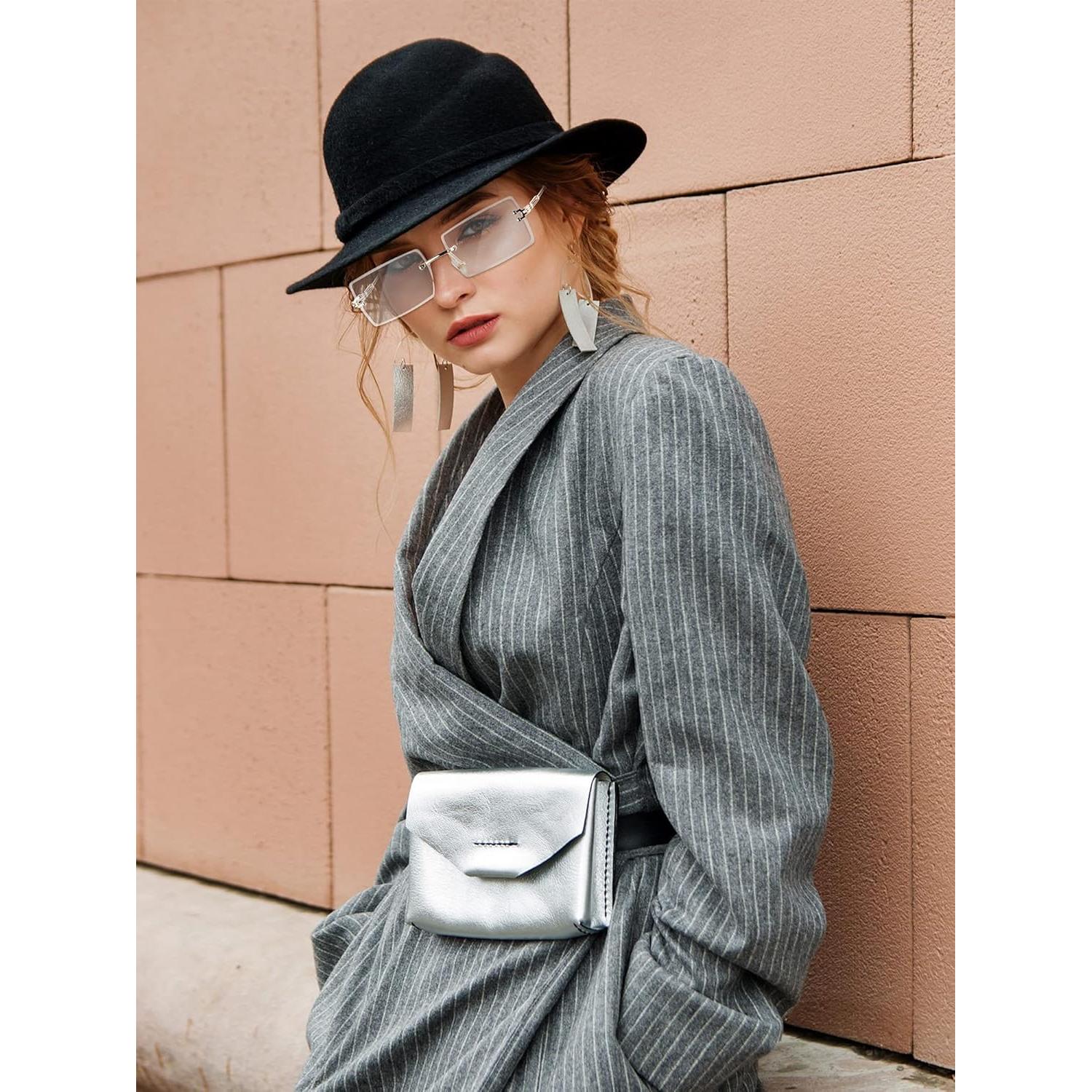 Frienda 4 Pares Gafas de Sol Rectangulares Sin Montura