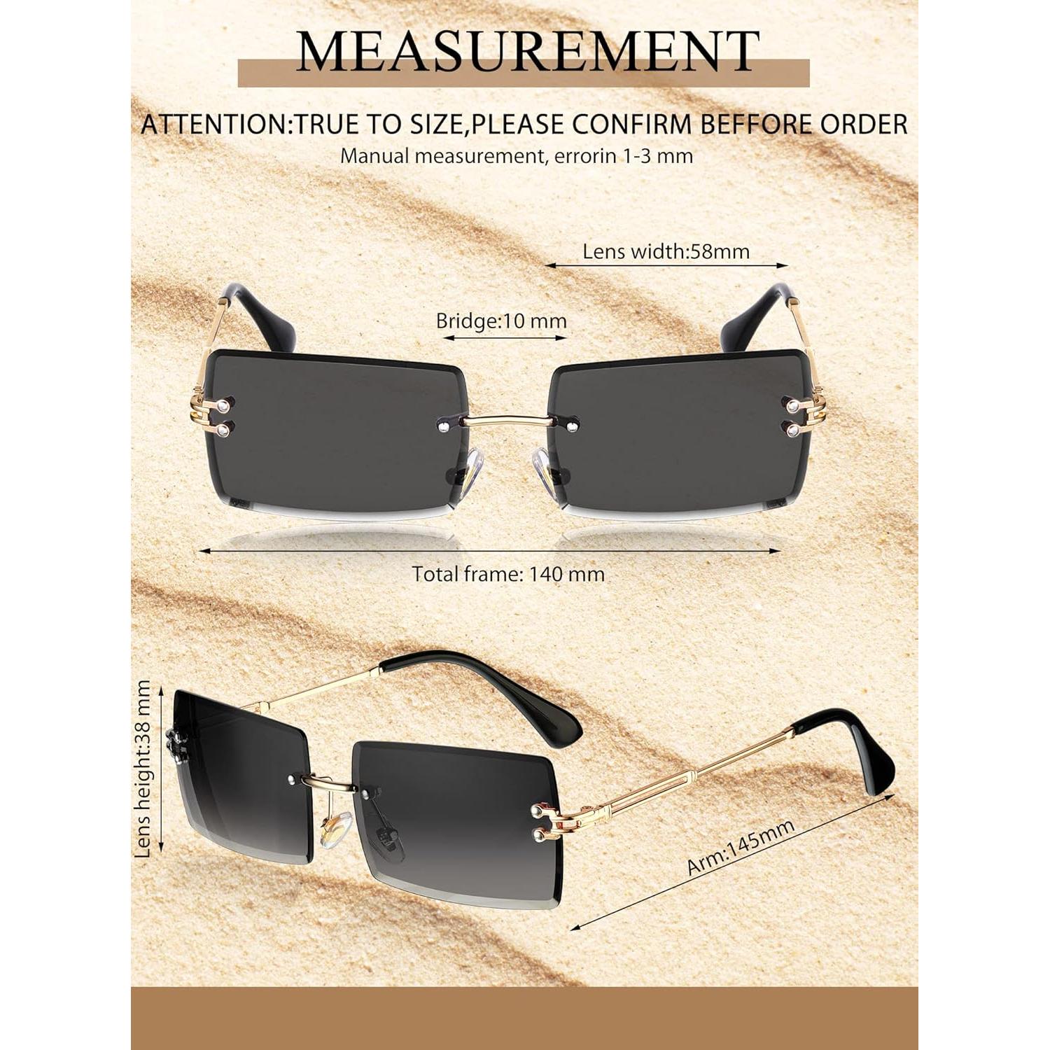 Gafas de Sol Rectangulares Sin Montura Frienda 4 Pares