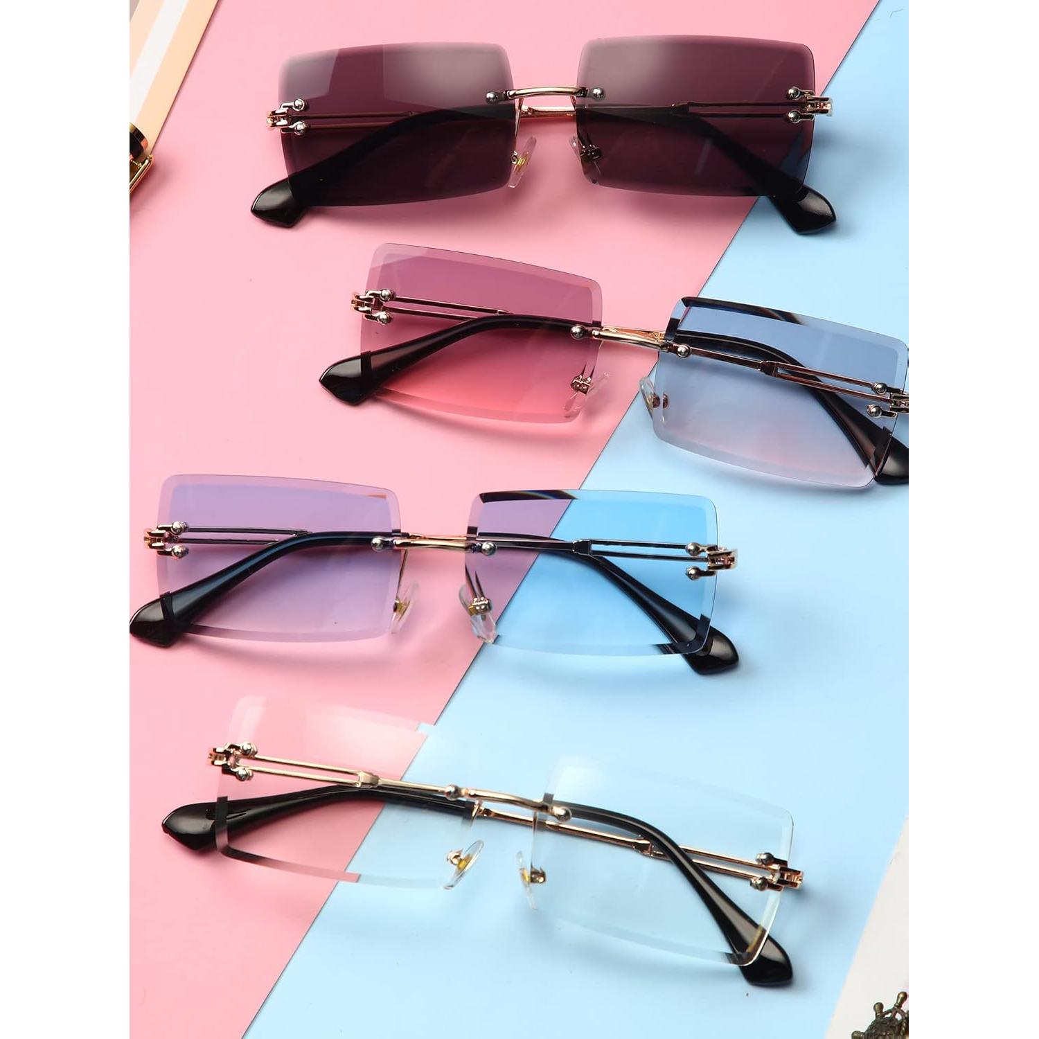 Gafas de Sol Rectangulares Sin Montura Frienda 4 Pares