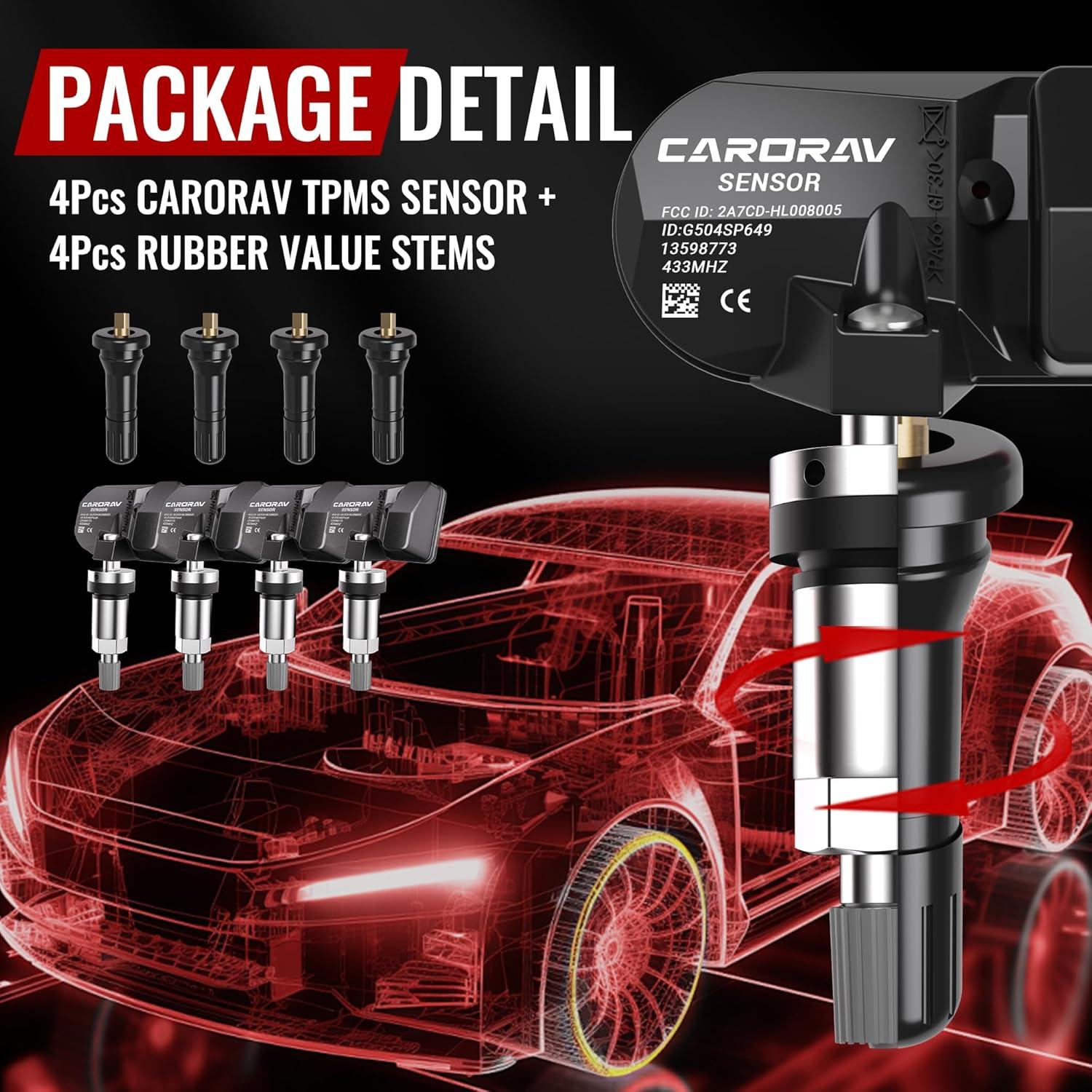 Sensor TPMS CARORAV para Chevy GMC Cadillac - Paquete de 4