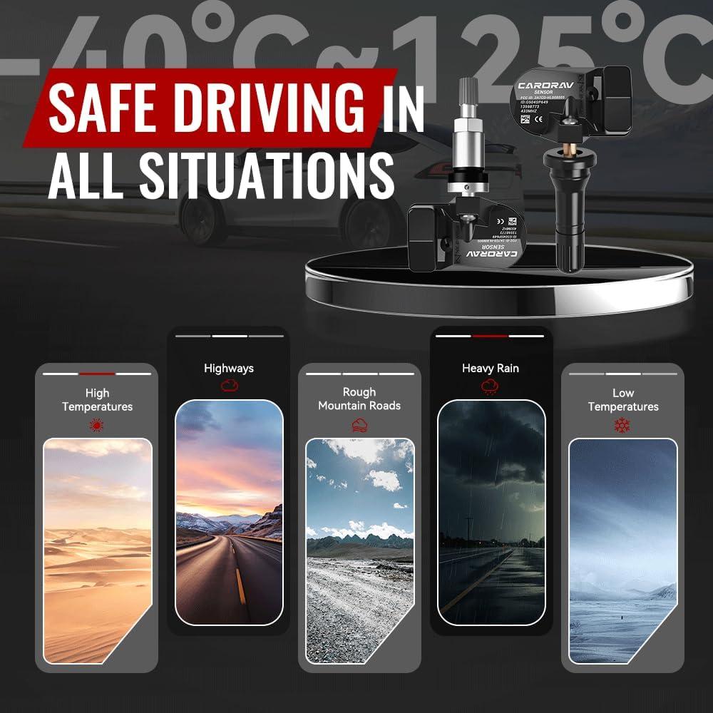 Sensor TPMS CARORAV para Chevy GMC Cadillac - Paquete de 4