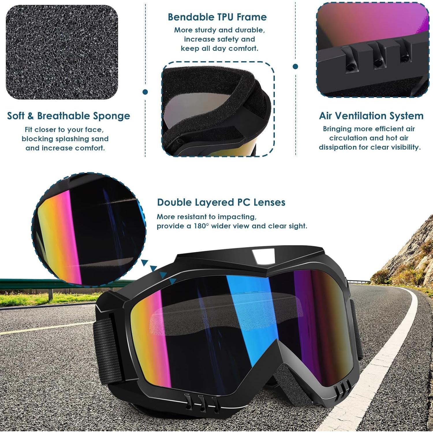 Gafas de Motocicleta OXG UV400 con Bufandas para Adultos