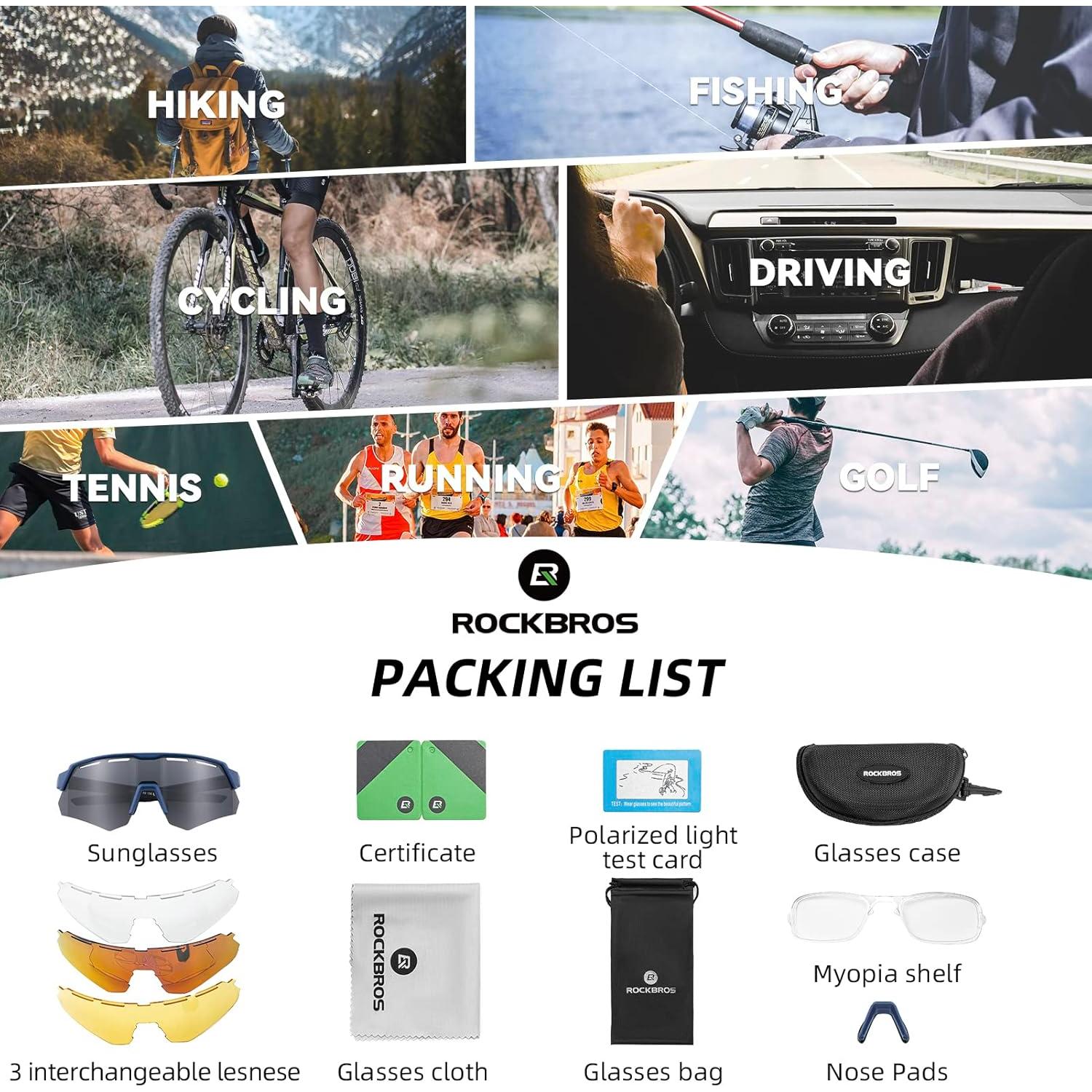 Gafas de Sol ROCKBROS Deportivas UV400 Intercambiables