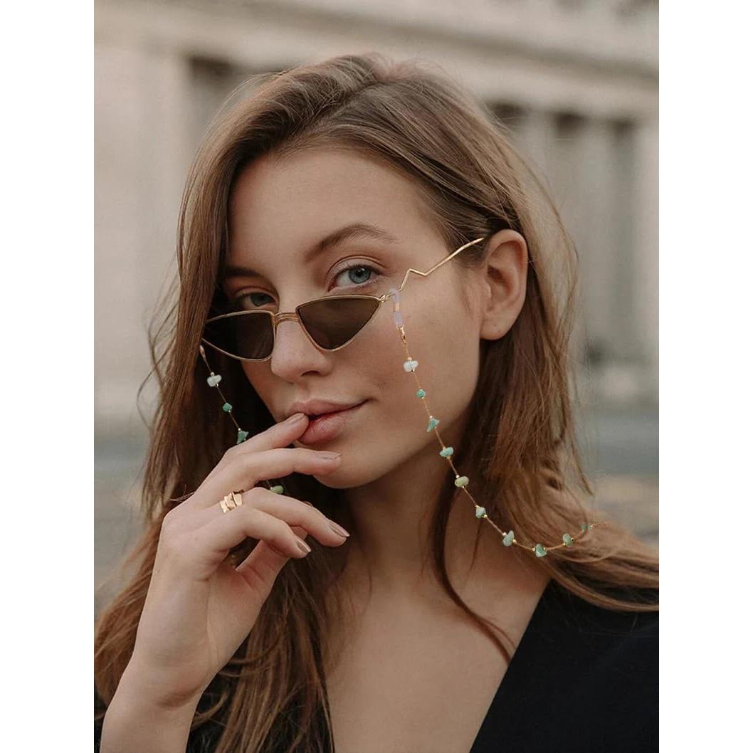 Cadena de Gafas Jade Verde para Mujeres con Soporte Antideslizante