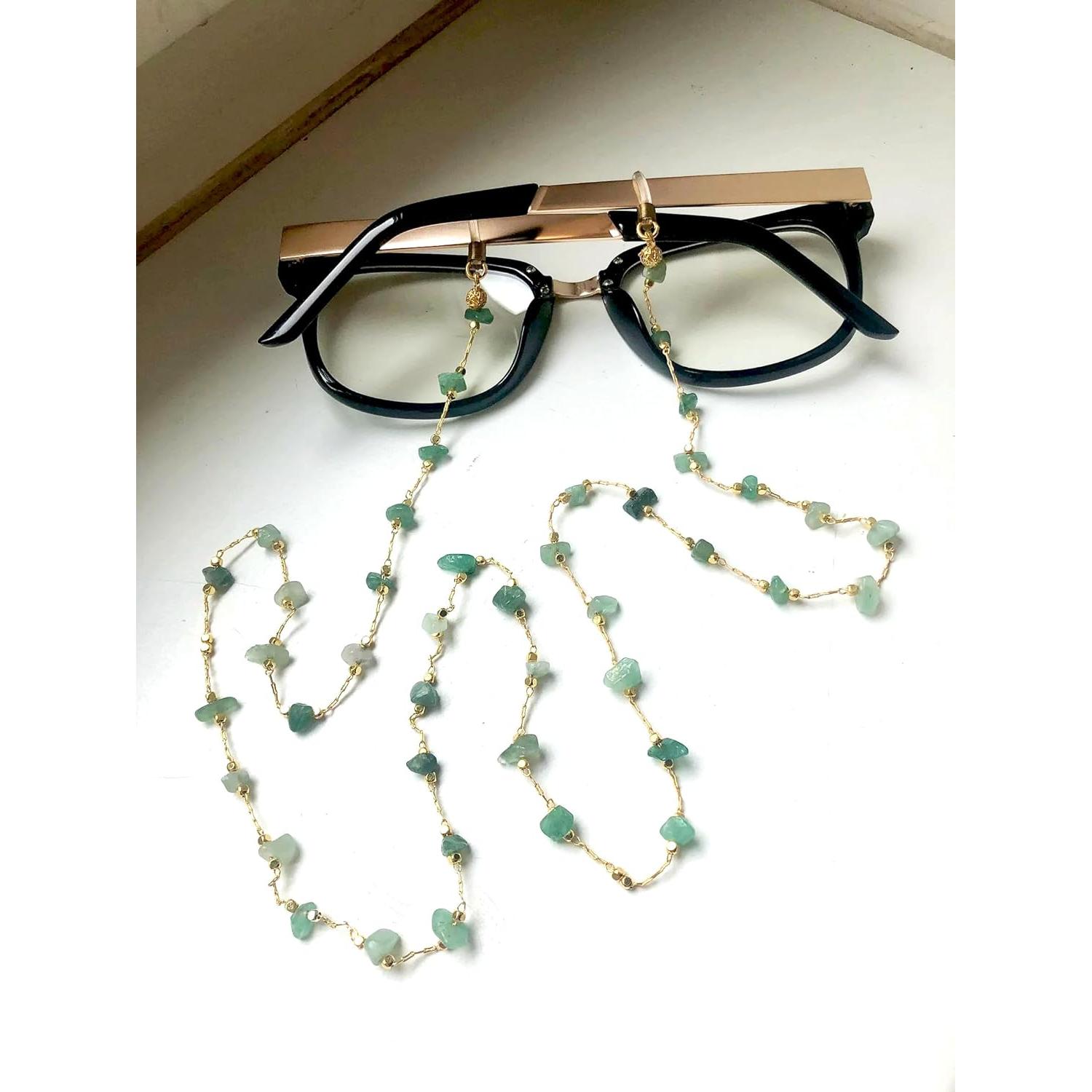 Cadena de Gafas Jade Verde para Mujeres con Soporte Antideslizante