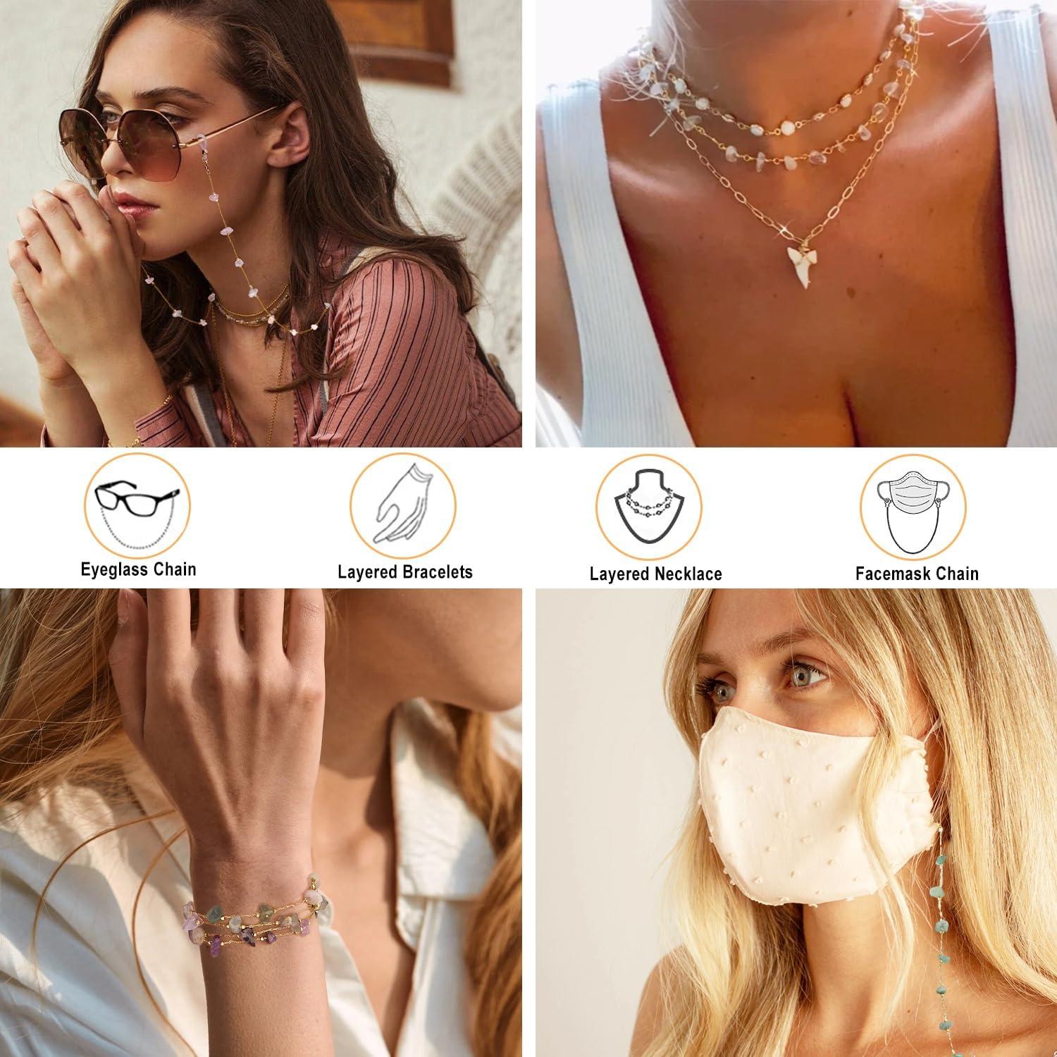 Cadena de Gafas Jade Verde para Mujeres con Soporte Antideslizante