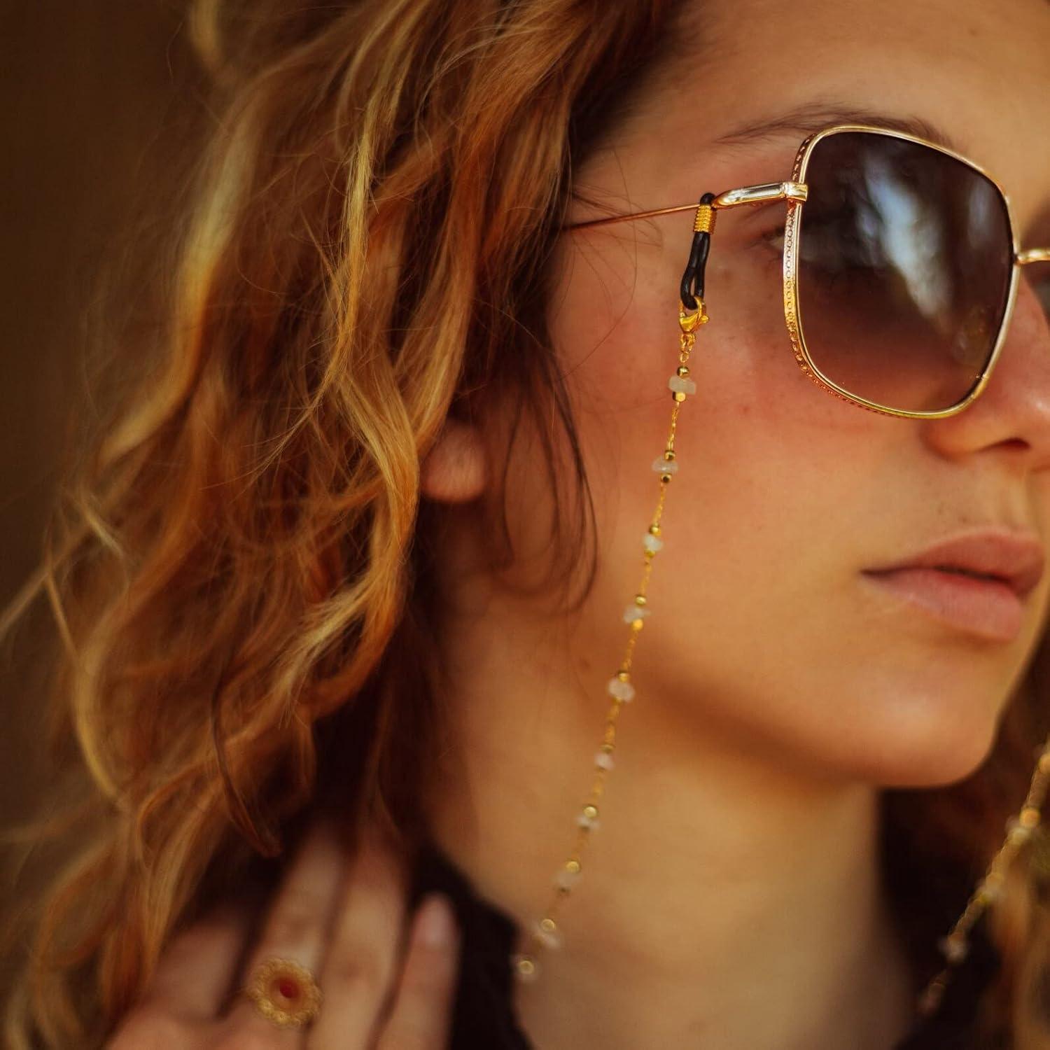 Cadena de Gafas para Mujeres Soporte de Cristal Rosa 71 cm