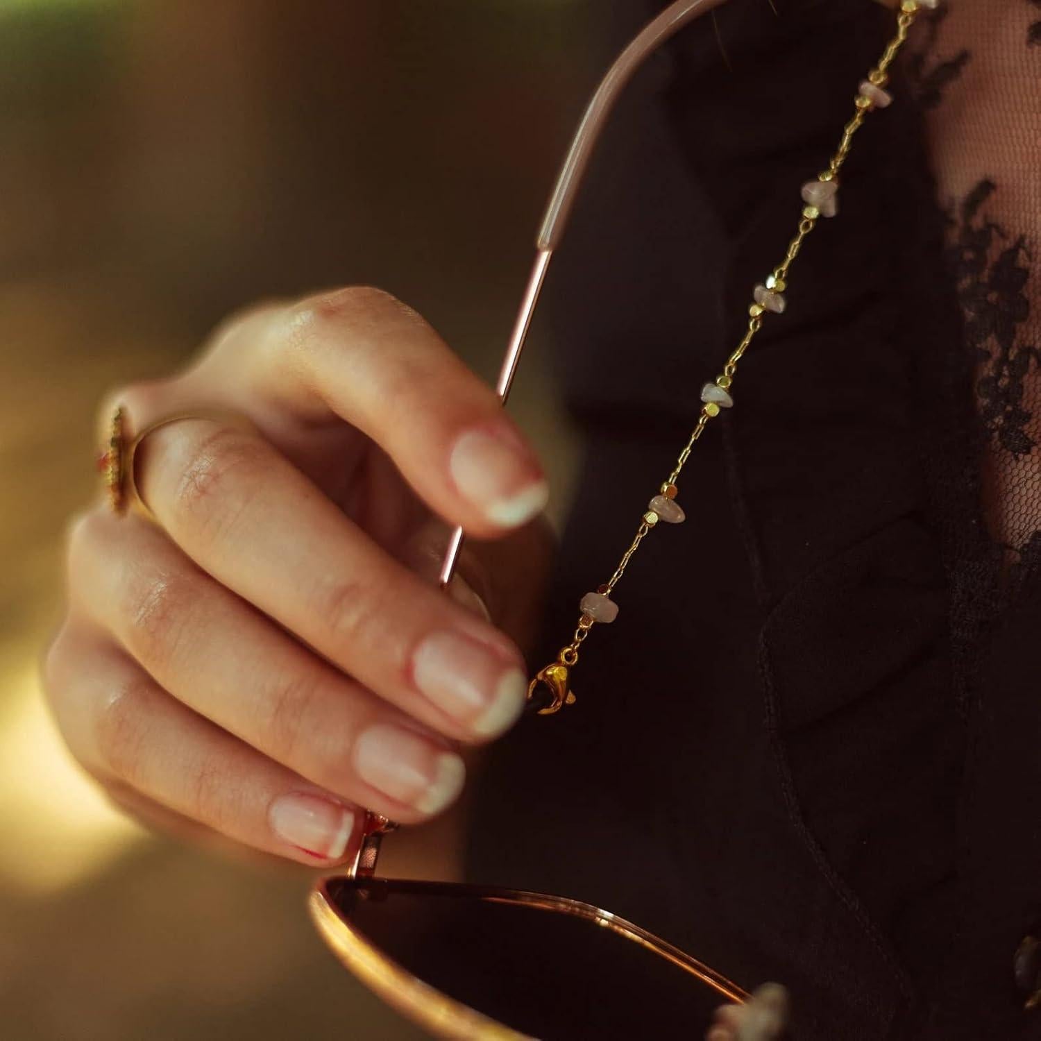 Cadena de Gafas para Mujeres Soporte de Cristal Rosa 71 cm